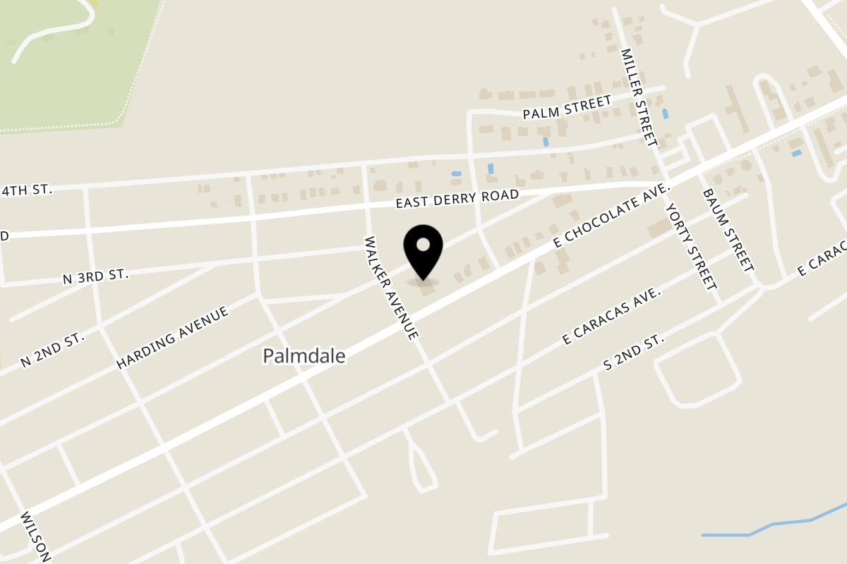 Map showing the location of Palermo’s Pizza Hershey on 1515 E Chocolate Ave in Hershey